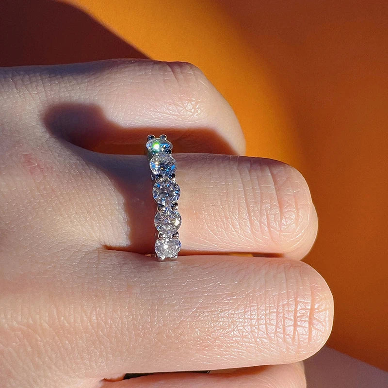 “4mm D Color VVS Moissanite Ring for Women, S925 Sterling Silver Wedding Band.”