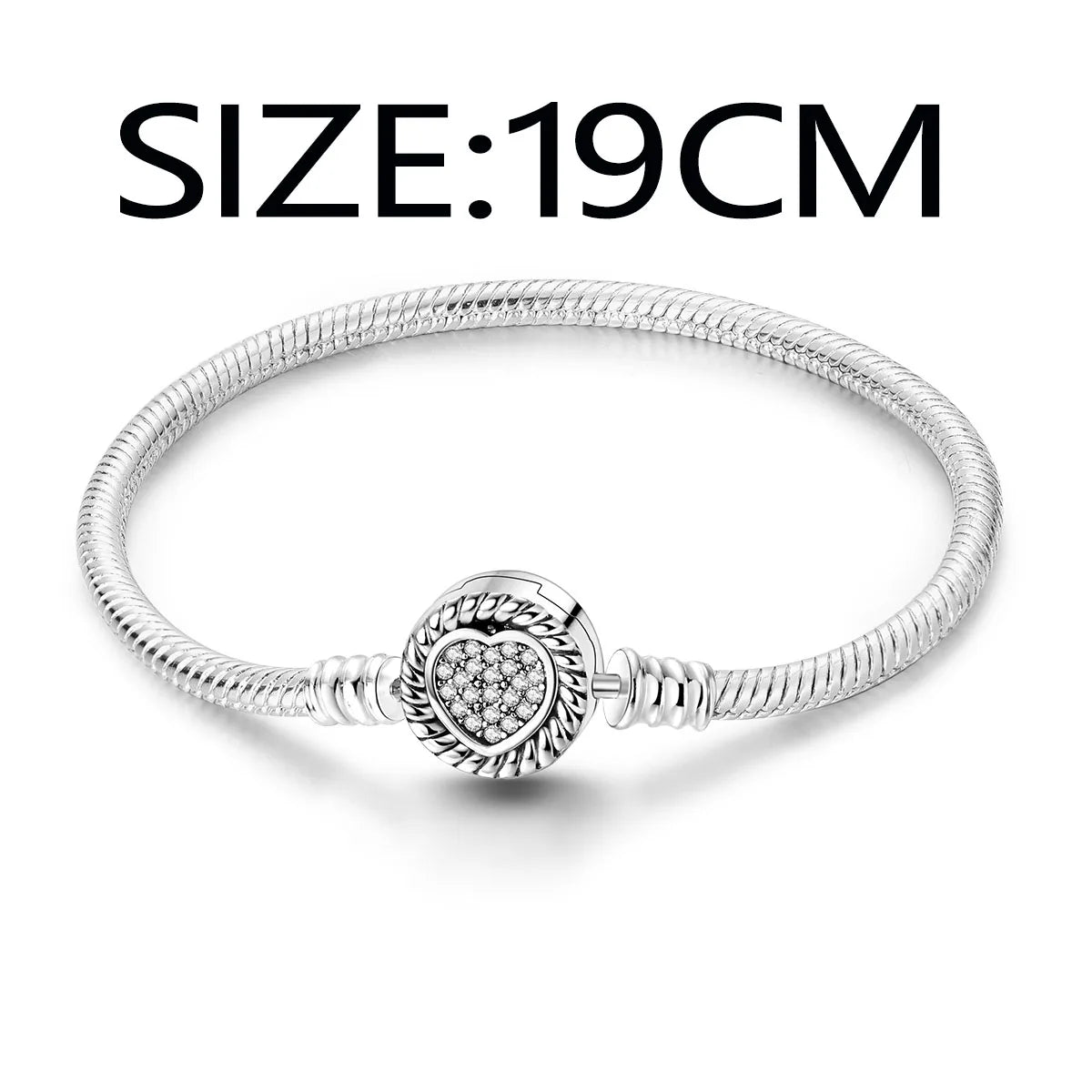 “MULA silver plated heart clasp snake chain bracelet, fits original charms, perfect gift.”
