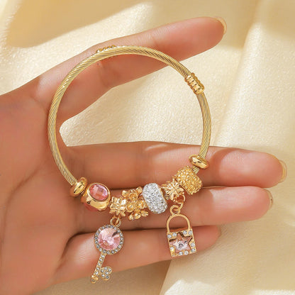 “Fashion Women Stainless Steel Multi Element Pan Family Bracelet Daily Party Gift”