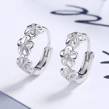 “925 Sterling Silver Needle Earrings - Crystal Zircon Flower Design Jewelry.”