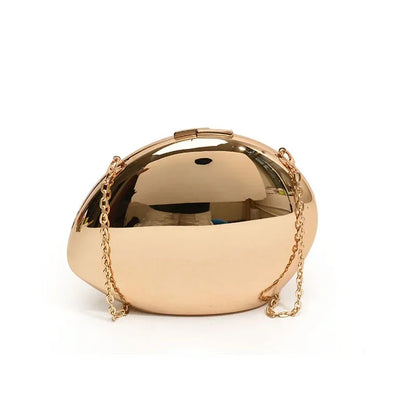 “Designer Acrylic Shell Clutch, Shiny Gold Silver Evening Crossbody Party Bag”
