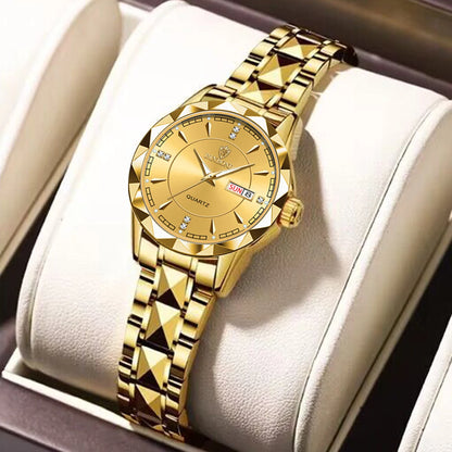 “Luxury Women’s Quartz Watch: Fashionable, Waterproof, Luminous, Perfect Gift Accessory.”