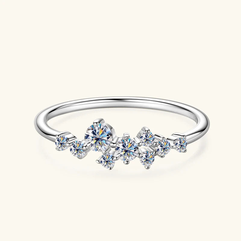 “Round Moissanite Diamond Rings, 925 Silver, Certified Elegant Women’s Fine Jewelry.”