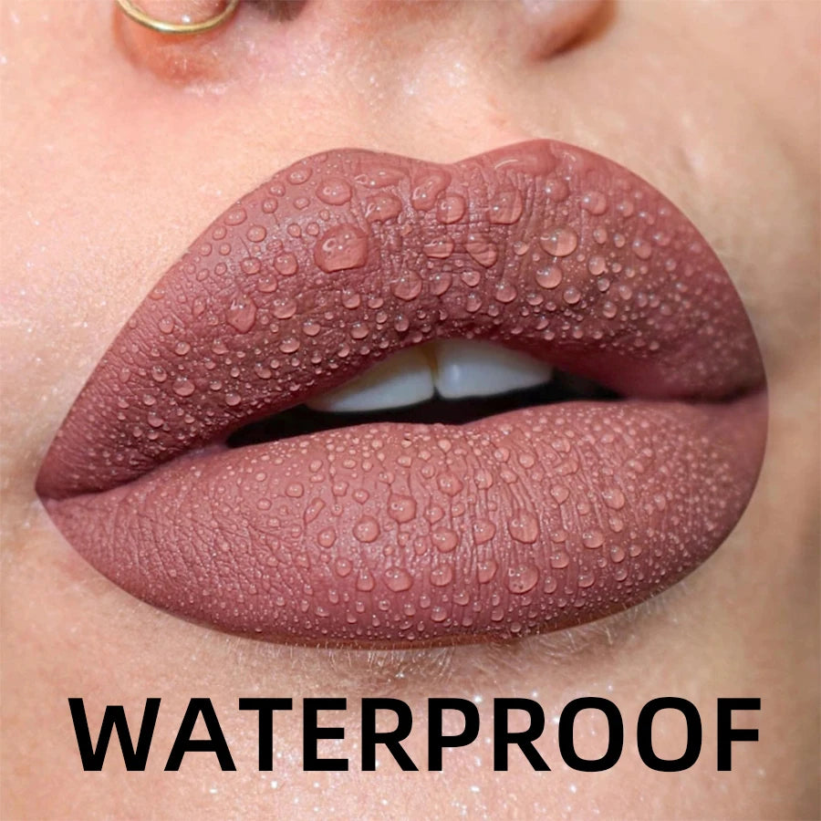 “19-Color Matte Velvet Lip Gloss – Waterproof Liquid Lipstick, Nude to Black Shades”