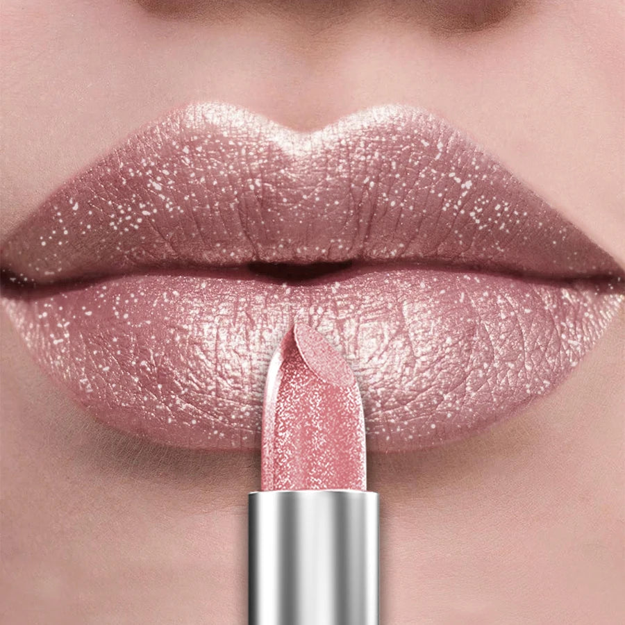 “21-Color Metallic Lipstick – Bold, Glittery, Long-Lasting Pearlescent Matte Lip Tint”