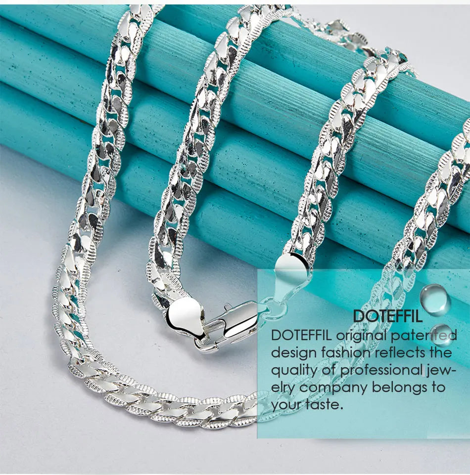 “925 Sterling Silver 6mm Side Chain Necklace - 16-24 Inch, Fashion Jewelry.”