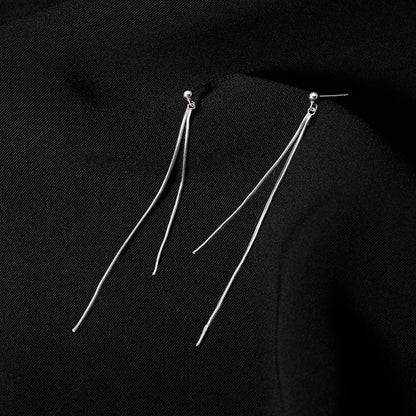 “Korean Tassel Pearl Drop Earrings - Luxury Gold Wedding Jewelry.”