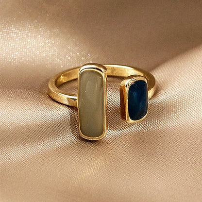 “Adjustable Colorful Drip Glaze Ring for Women - Retro Gold Jewelry.”