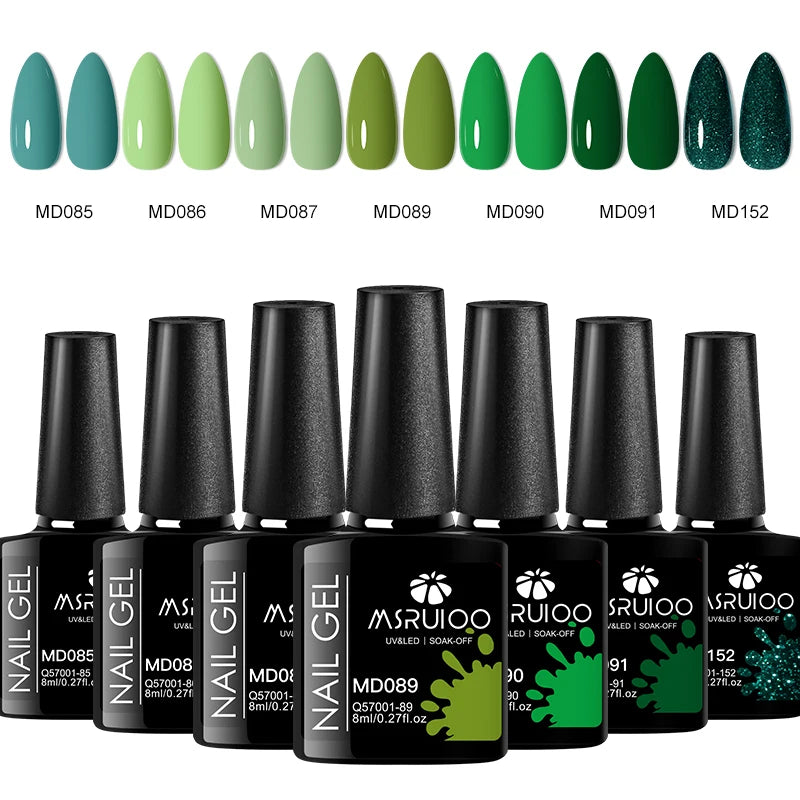 “7-piece gel polish set for DIY nail art, long-lasting soak-off UV gel.”