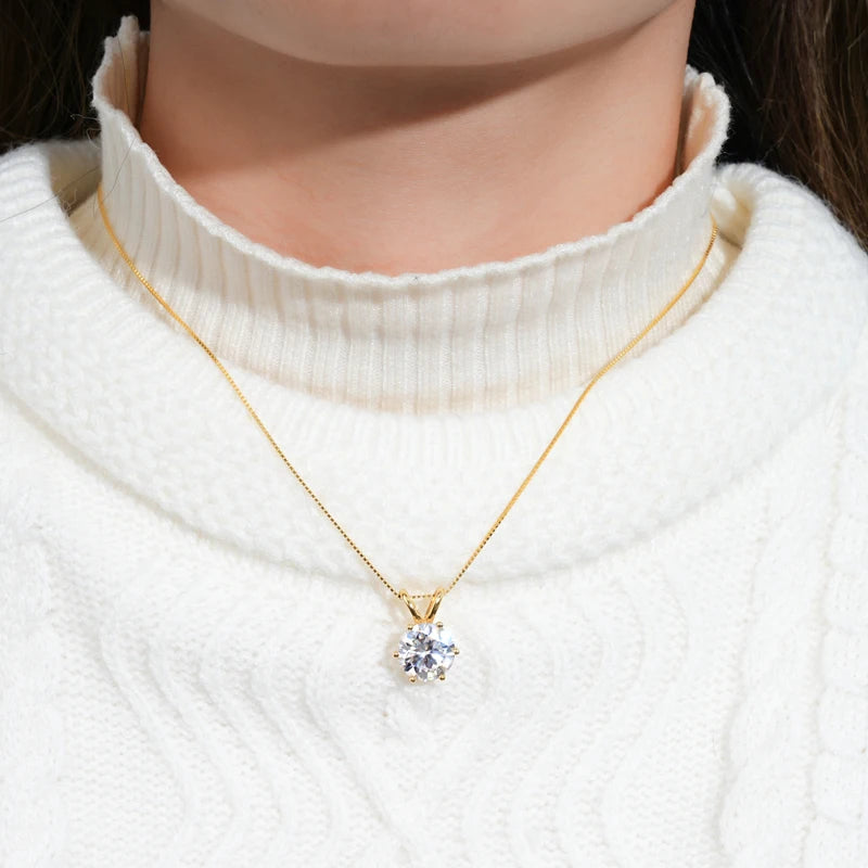 "GRA Certified 0.5-5ct Moissanite Pendant, 925 Sterling Silver Necklace, Elegant Gift for Women."