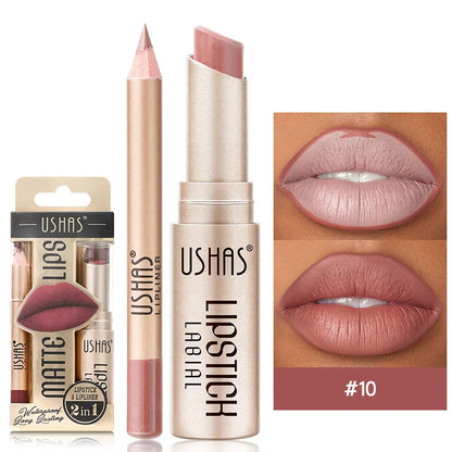 “12-color lip liner and matte lipstick set, long-lasting, easy coloring.”