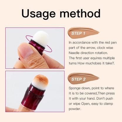 “Sponge Head Concealer – Covers Dark Circles, Freckles & Acne, Long-Lasting & Moisturizing”