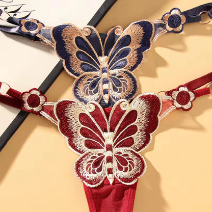 “Sexy Lace Butterfly Thong - Transparent Mesh Low Waist G-String for Women.”