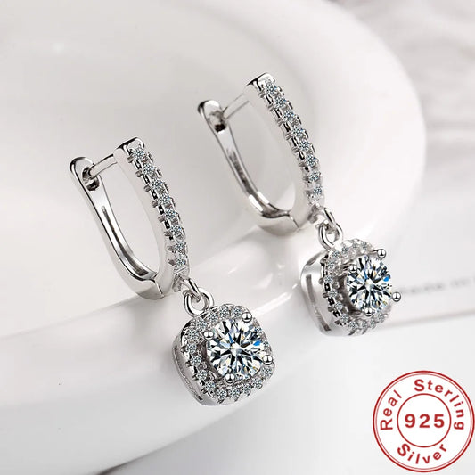 “2CT moissanite huggie hoop earrings, 925 sterling silver, elegant fine jewelry.”