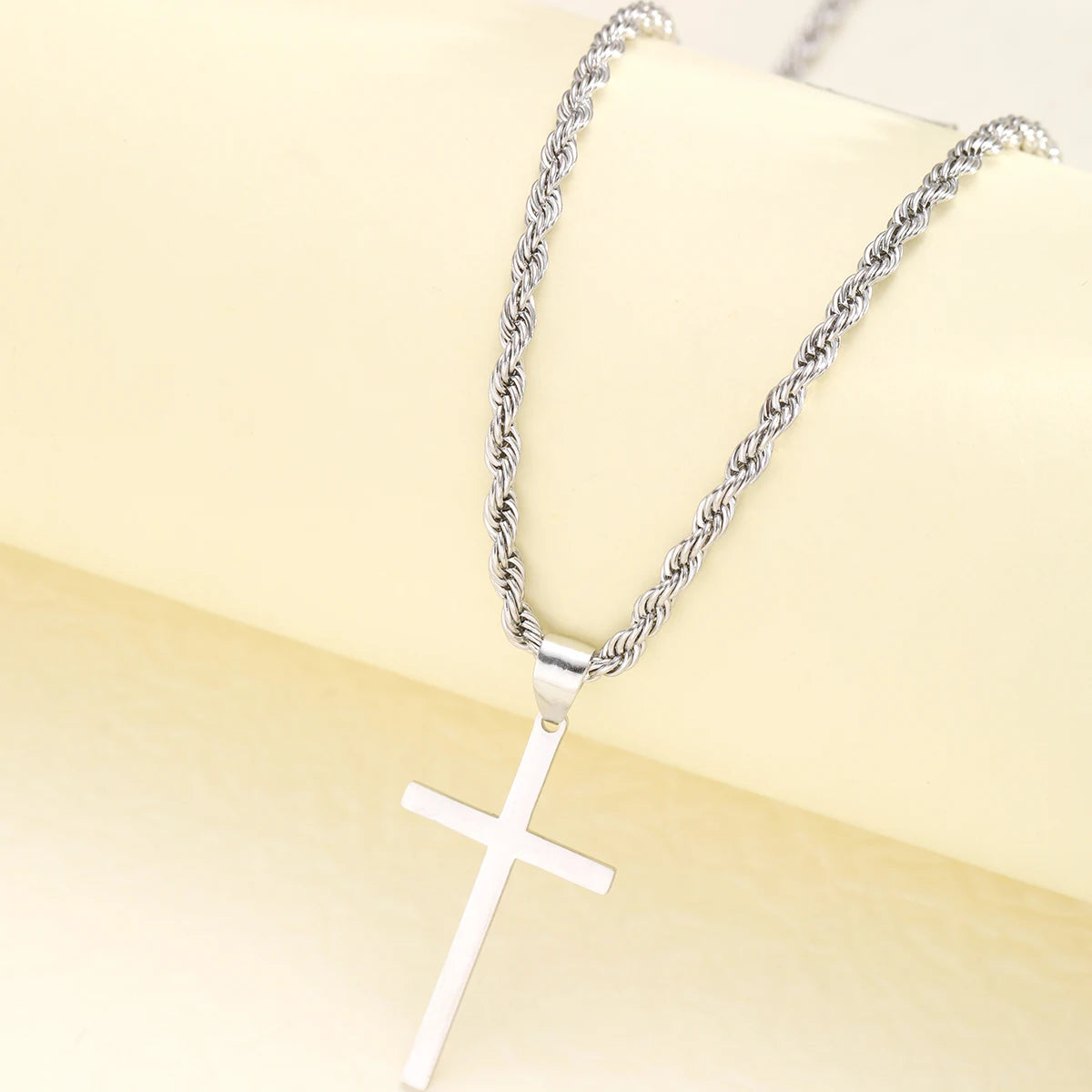 “Stainless Steel Cross Pendant Necklace for Men & Women - Gold Minimalist Jewelry.”