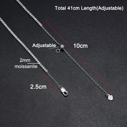 “2mm Moissanite Necklace, Sterling Silver, Gold-Plated, Adjustable Wedding Choker Jewelry.”