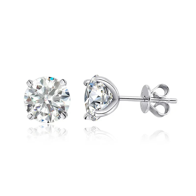“Rose gold moissanite stud earrings, 0.2-3CT, 925 silver, perfect for weddings.”