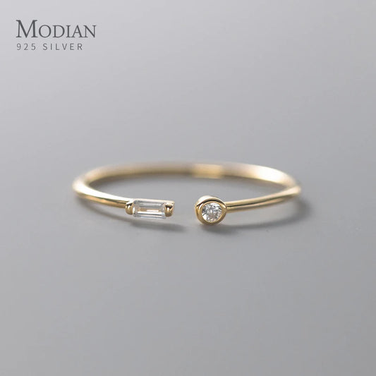 “925 sterling silver adjustable thin ring, clear CZ stones, 14k gold, elegant wedding jewelry.”
