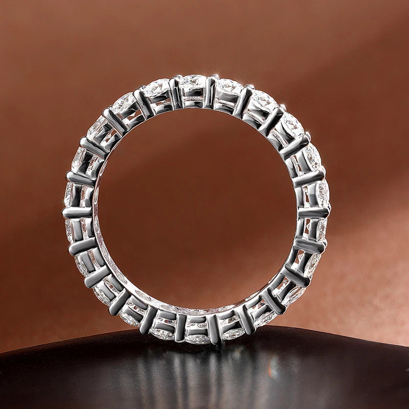 “3mm round Moissanite ring, 18K white gold, sterling silver, wedding jewelry.”