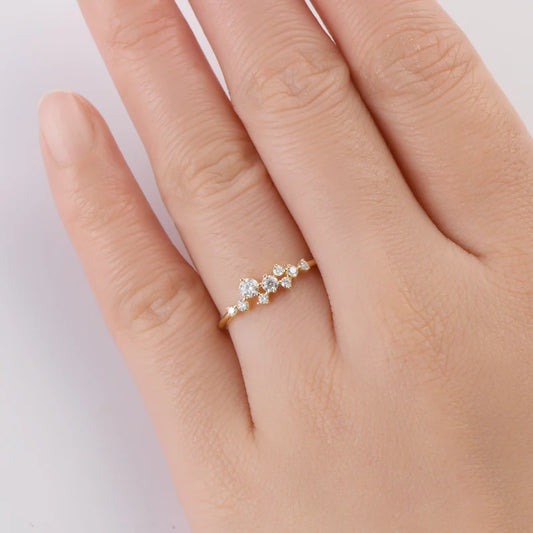 “Round Moissanite Diamond Rings, 925 Silver, Certified Elegant Women’s Fine Jewelry.”