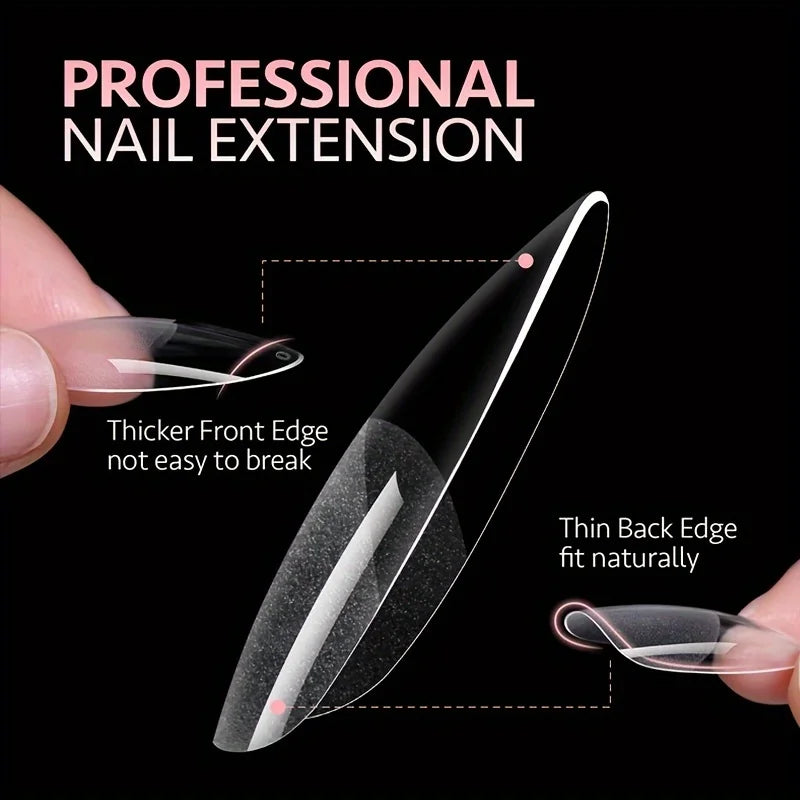 “120Pcs Full Cover Gel Nail Tips, Stiletto, Almond, Square, Coffin French Styles”