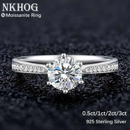 “Real 3 Carat Moissanite Ring Women 925 Sterling Silver Classic Engagement Band.”