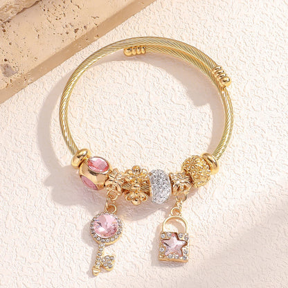 “Fashion Women Stainless Steel Multi Element Pan Family Bracelet Daily Party Gift”