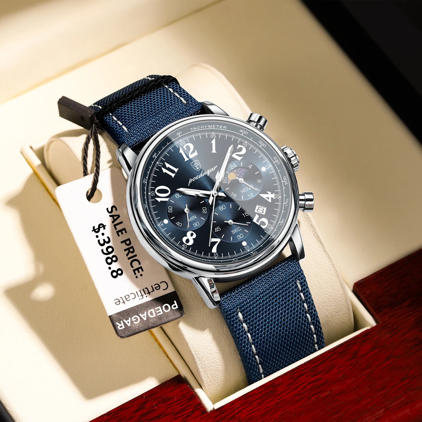“Luxury Sports Men’s Watch, Waterproof, Luminous Chronograph, Stylish Quartz Timepiece.”