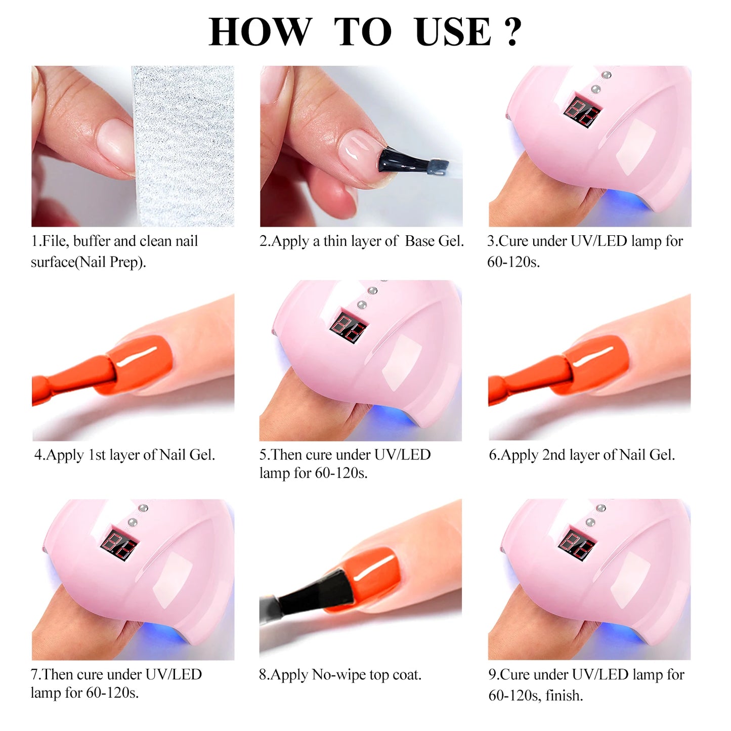 “7-piece gel polish set for DIY nail art, long-lasting soak-off UV gel.”