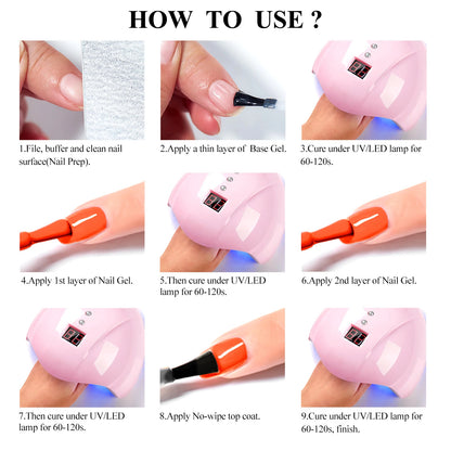 “7-piece gel polish set for DIY nail art, long-lasting soak-off UV gel.”