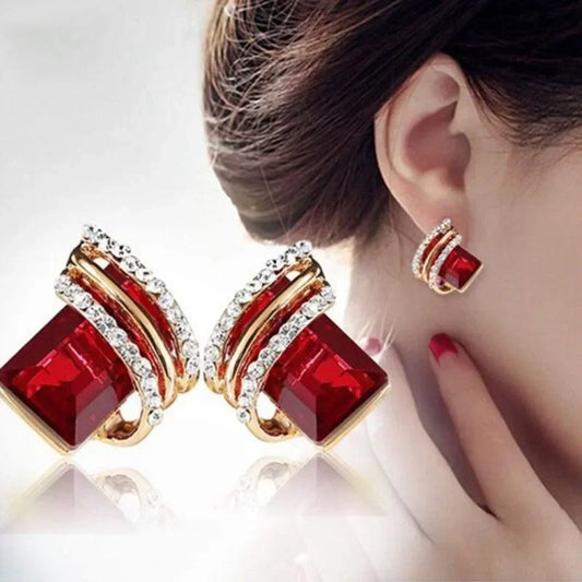 “Gold-Plated Zircon Earrings for Women - Elegant Anniversary Jewelry.”