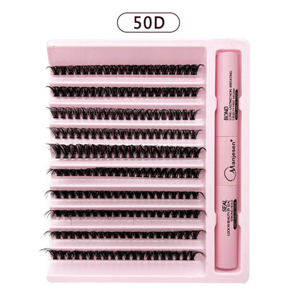 “200 pcs eyelash clusters with bond and seal glue, DIY lash extension kit.”