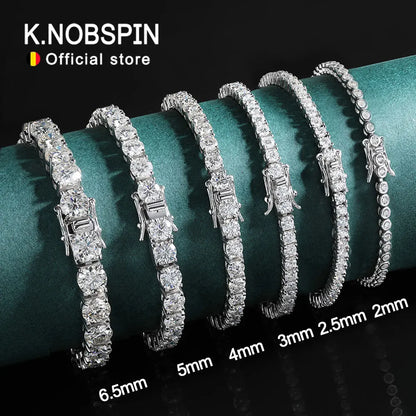 “Moissanite Tennis Bracelet, Sterling Silver, White Gold Plated, Sparkling Party Jewelry.”
