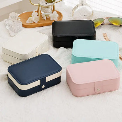 “Portable Jewelry Box Organizer for Travel, Leather Case for Rings, Earrings, Necklaces”