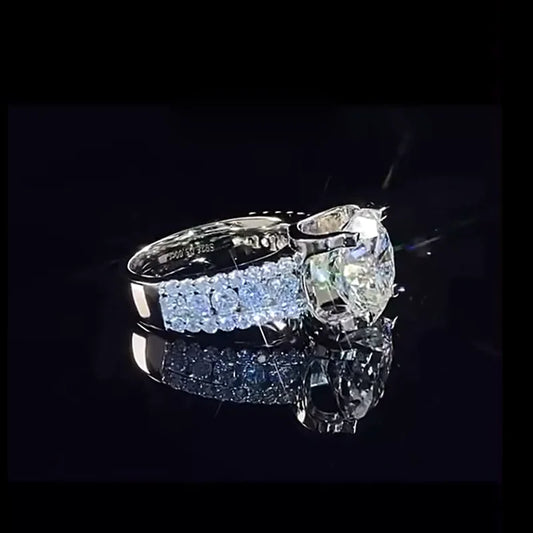 “2ct Moissanite wedding ring, 925 silver, D color VVS diamond, engagement jewelry.”