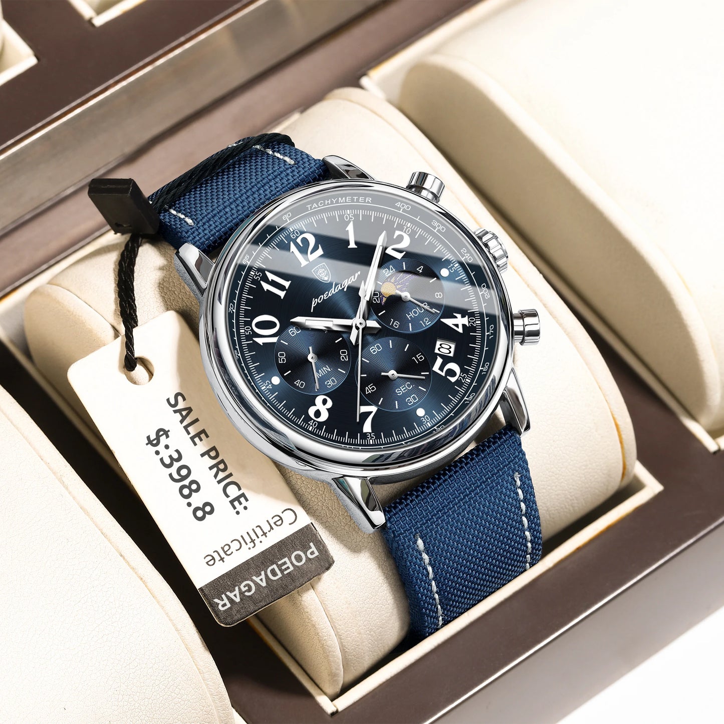“Luxury Sports Men’s Watch, Waterproof, Luminous Chronograph, Stylish Quartz Timepiece.”