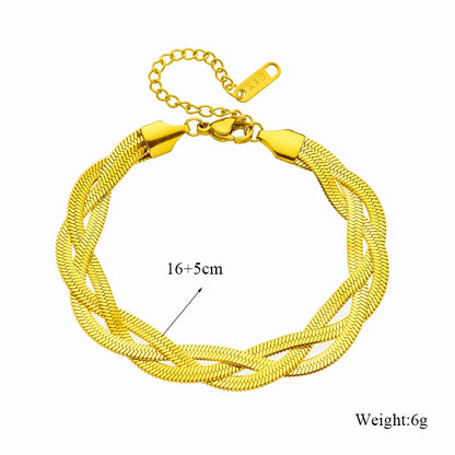 “316L Stainless Steel 3-in-1 Snake Chain Necklace & Bracelet Set - Waterproof Jewelry.”