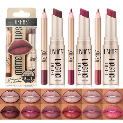 “12-color lip liner and matte lipstick set, long-lasting, easy coloring.”