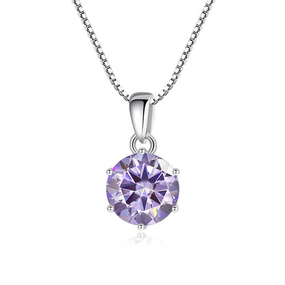 “1CT Real Moissanite Pendant Necklace, Royal Blue, Sterling Silver Wedding Jewelry.”