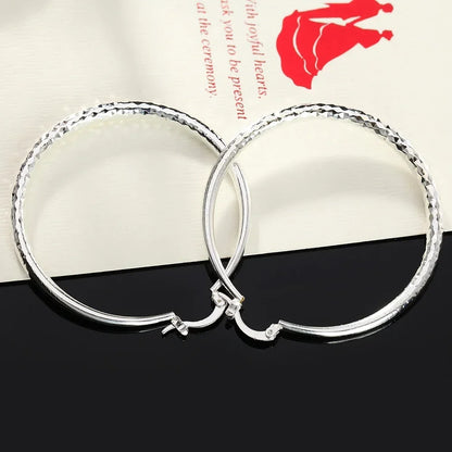 “925 Sterling Silver Circle Hoop Earrings - 5CM Fashion Jewelry for Women.”
