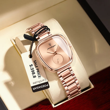 “Luxury Waterproof Stainless Steel Quartz Watch for Women, Elegant High-Quality Timepiece.”