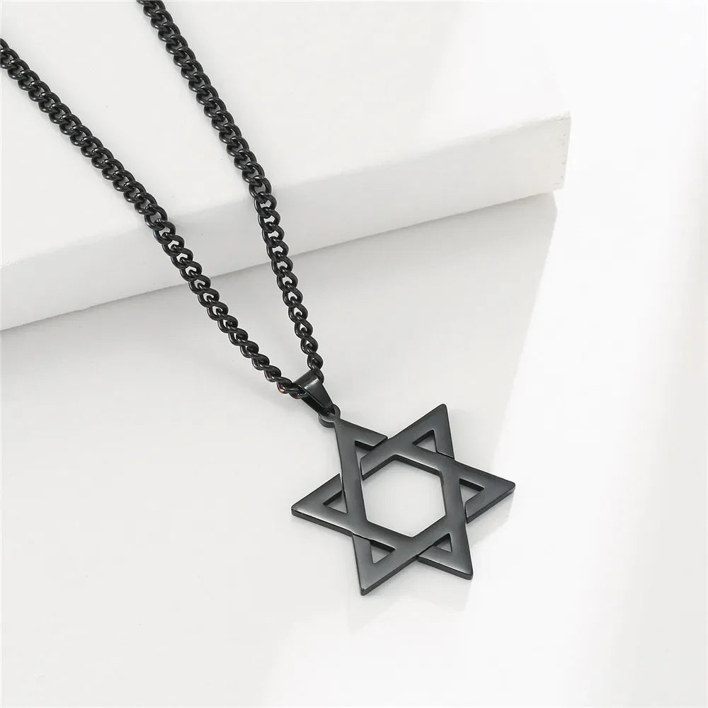 “Gold Star of David Hexagram Choker Necklace Unisex Stainless Steel Jewish Jewelry.”