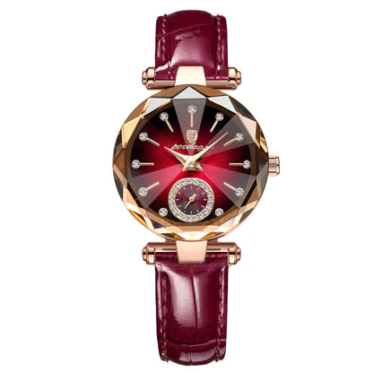 “Luxury Waterproof Leather Women’s Watch, Quartz Movement, Elegant Fashion Gift.”