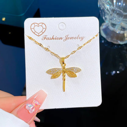 “316L stainless steel dragonfly pendant necklace, stylish, perfect gift for women.”