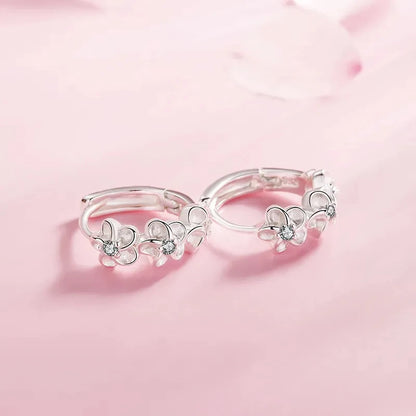 “925 Sterling Silver Needle Earrings - Crystal Zircon Flower Design Jewelry.”