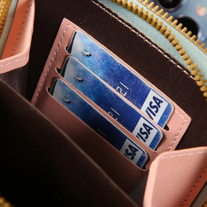 “Women’s soft leather crossbody handbag with touch screen phone purse, small wallet.”