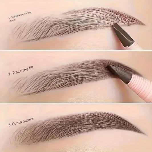 “Pull-line eyebrow pencil: no sharpening, natural color, sweat-proof, smudge-proof.”