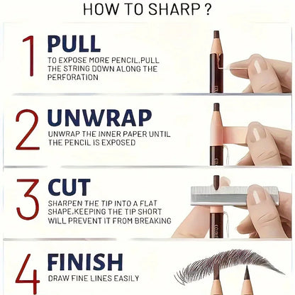 “Pull-line eyebrow pencil: no sharpening, natural color, sweat-proof, smudge-proof.”