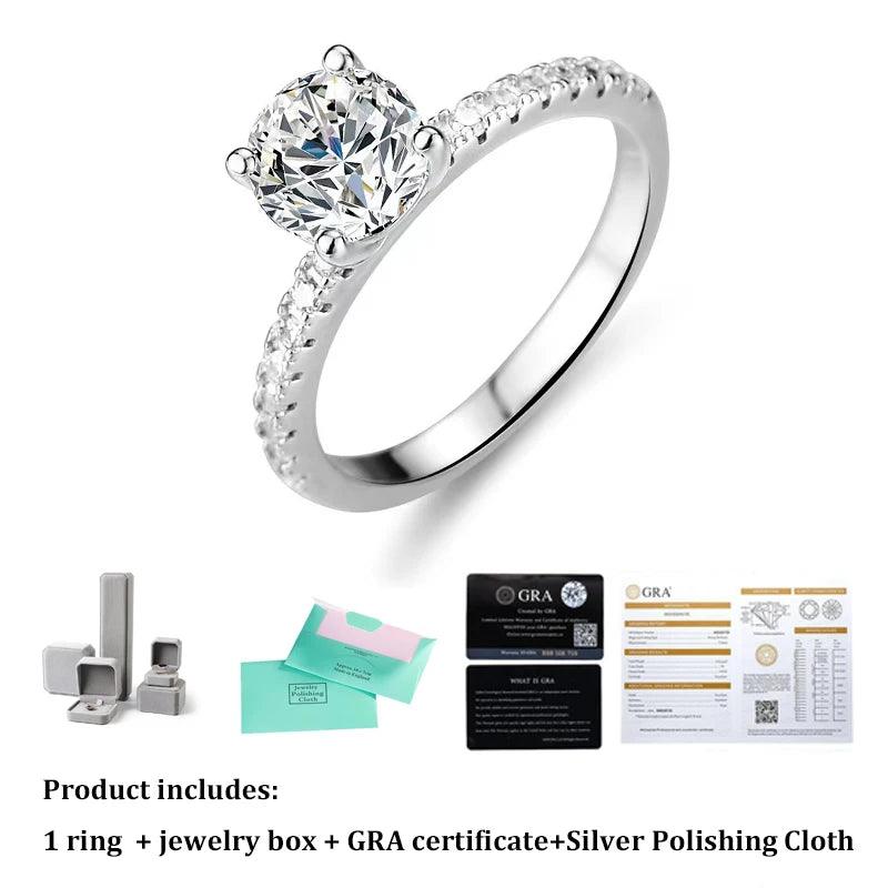 “Real 1-3CT Moissanite D Color Four Prong Ring 925 Sterling Silver Jewelry.”