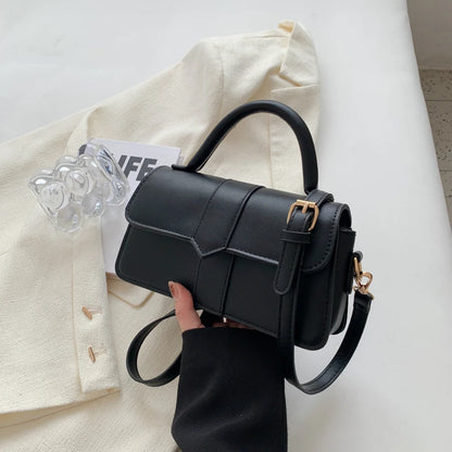 “PU leather shoulder bag, vintage square satchel, fashion crossbody handbag for women, black.”